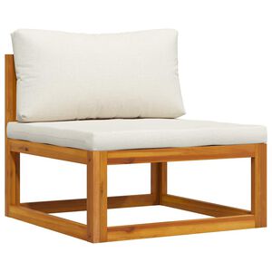 vidaXL Canap&eacute; central sectionnel et coussin blanc cr&egrave;me Bois d'acacia