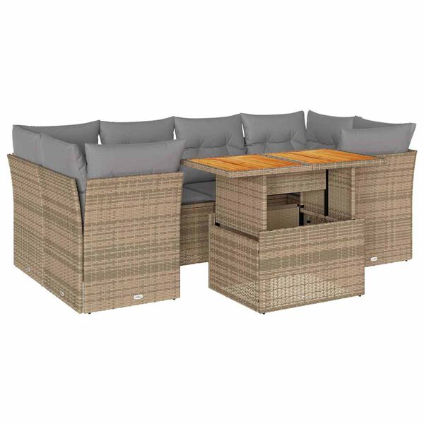 vidaXL Salon de jardin avec coussins 7 pcs beige résine tressée