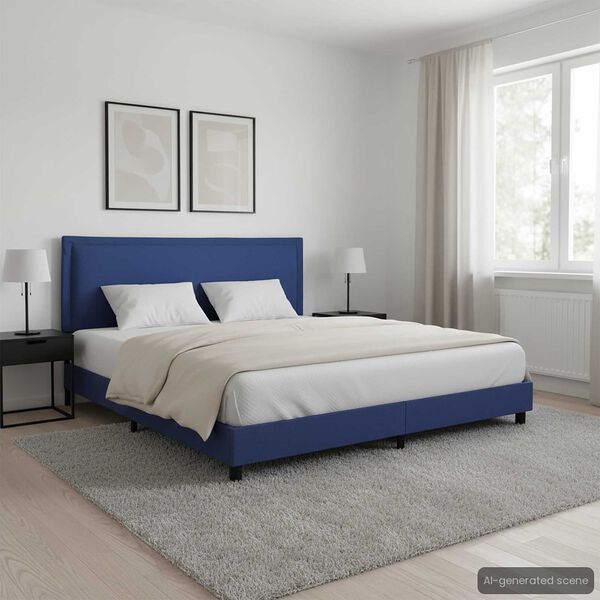 vidaXL Cadre de lit sans matelas bleu tissu 150x200 cm