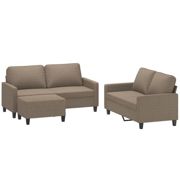 vidaXL Ensemble de canap&eacute;s 3 pcs avec coussins Taupe Tissu