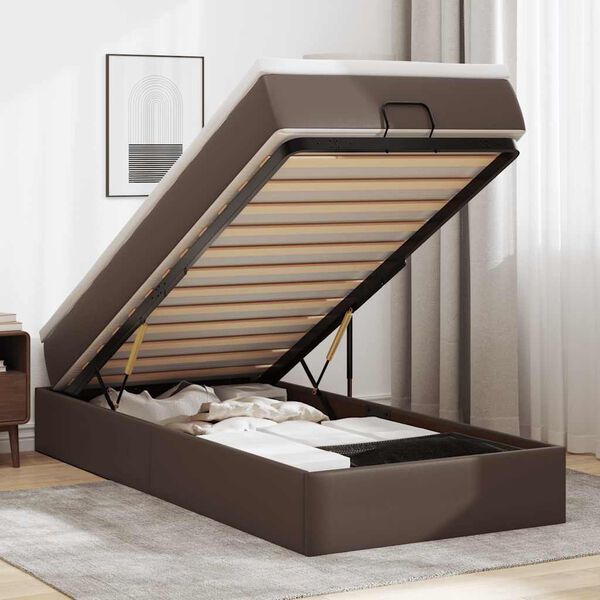 VidaXL Cadre de lit ottoman avec matelas marron 90x200 cm similicuir