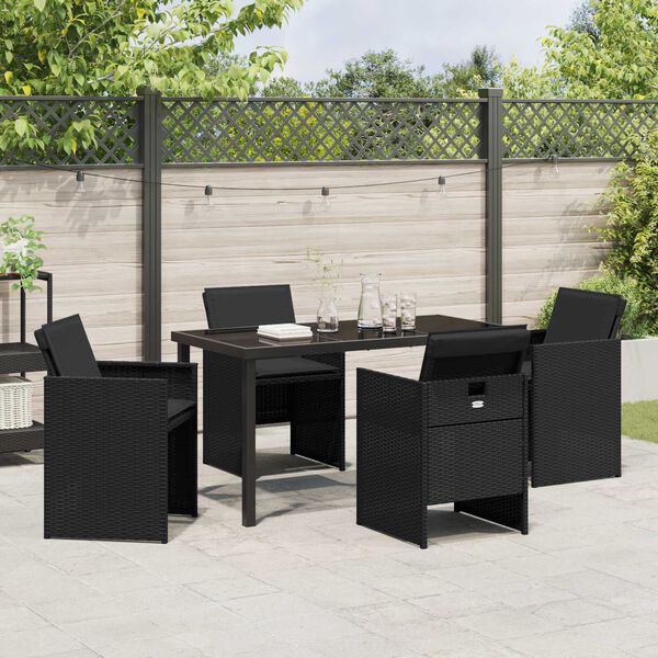 vidaXL Ensemble de salle &agrave; manger pour jardin 5 pcs Noir polyrotin