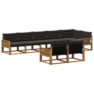 vidaXL Ensemble de canap&eacute;s d'ext&eacute;rieur 8 pc Naturel et noir