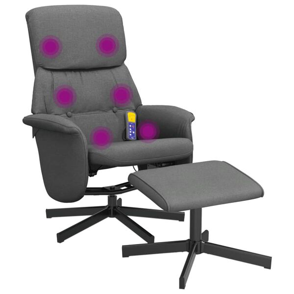 vidaXL Fauteuil de massage inclinable et repose-pieds gris fonc&eacute; tissu