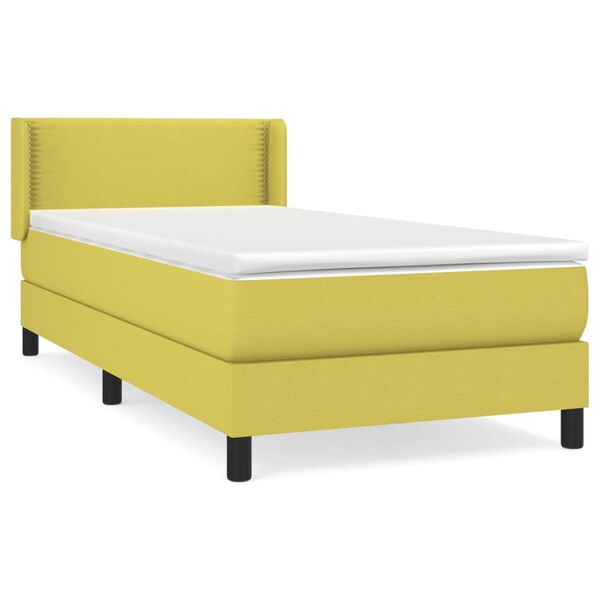 vidaXL Sommier &agrave; lattes de lit avec matelas Vert 90x200 cm Tissu