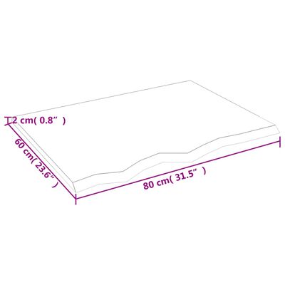 vidaXL Comptoir de salle de bain 80x60x2 cm bois massif non traité