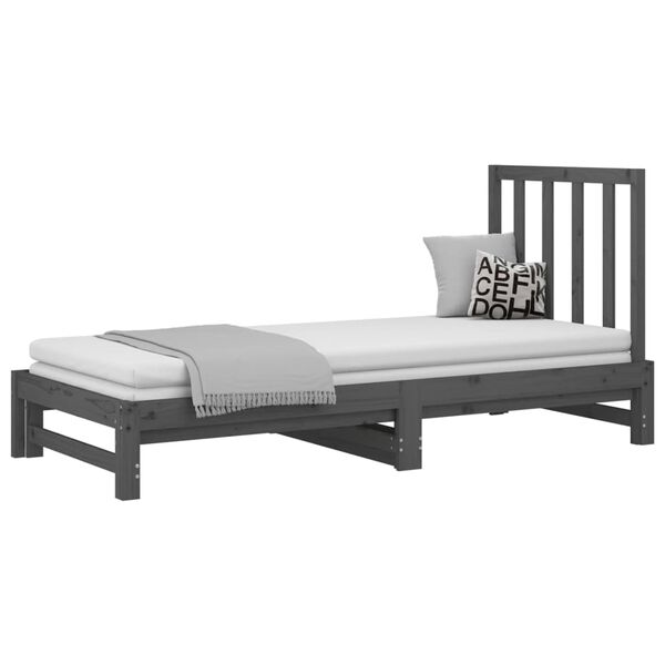 vidaXL Lit coulissant sans matelas gris 2x(90x200) cm
