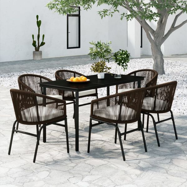 vidaXL Ensemble &agrave; manger de jardin 7 pcs Marron