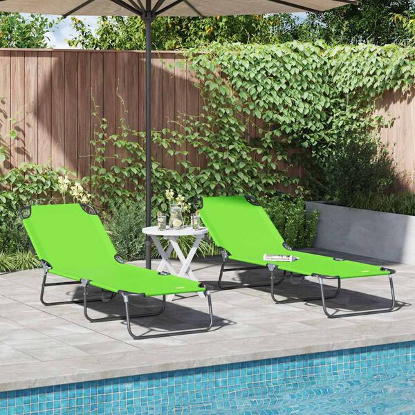 vidaXL Chaise longue pliante 2 pcs Vert 188 x 57 x 86,5 cm Polyester