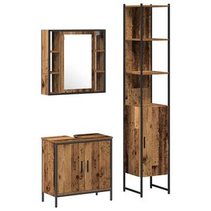 vidaXL Meubles de salle de bain 3 pcs Marron Bois d'ing&eacute;nierie