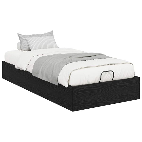 vidaXL Cadre de lit ottoman avec stockage Ch&ecirc;ne noir 193 x 120 x 25 cm