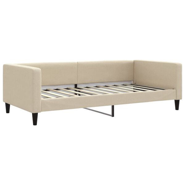 vidaXL Lit de jour avec matelas cr&egrave;me 100x200 cm tissu