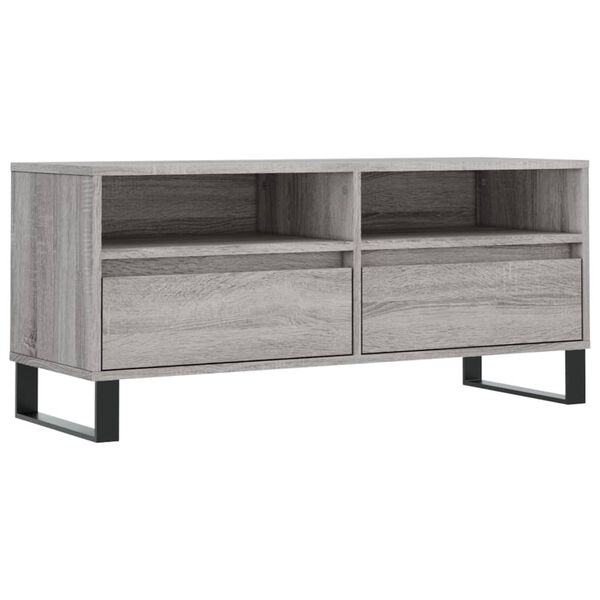 vidaXL Meuble TV sonoma gris 100x34,5x44,5 cm bois d'ing&eacute;nierie