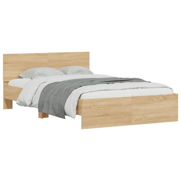 vidaXL Cadre de lit sans matelas chêne sonoma 135x190 cm