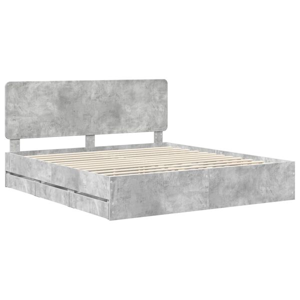 vidaXL Cadre de lit Gris b&eacute;ton 200 x 200 cm Bois Ing&eacute;nierie