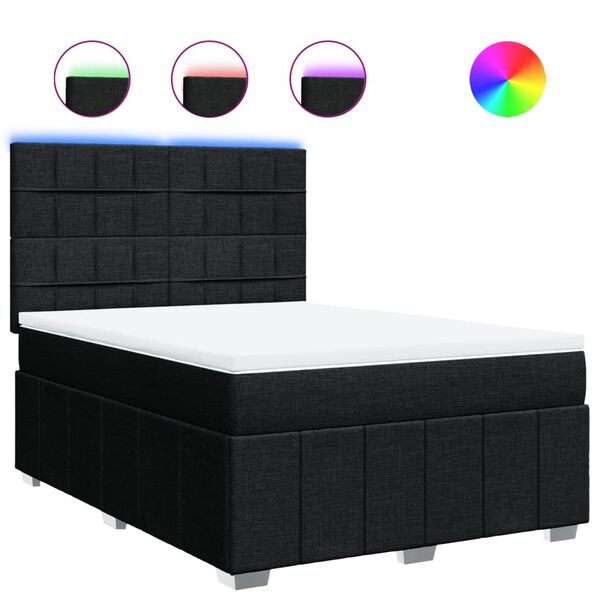 vidaXL Sommier &agrave; lattes de lit avec matelas Noir 140x200 cm Tissu