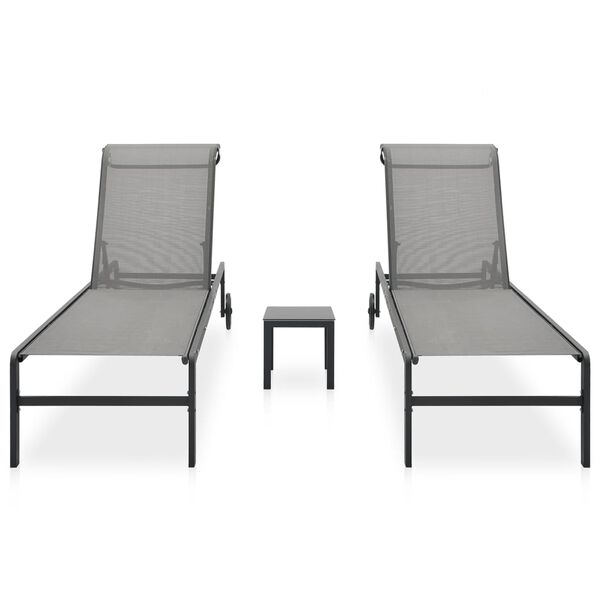 vidaXL Chaises longues lot de 2 avec table Textilène et acier