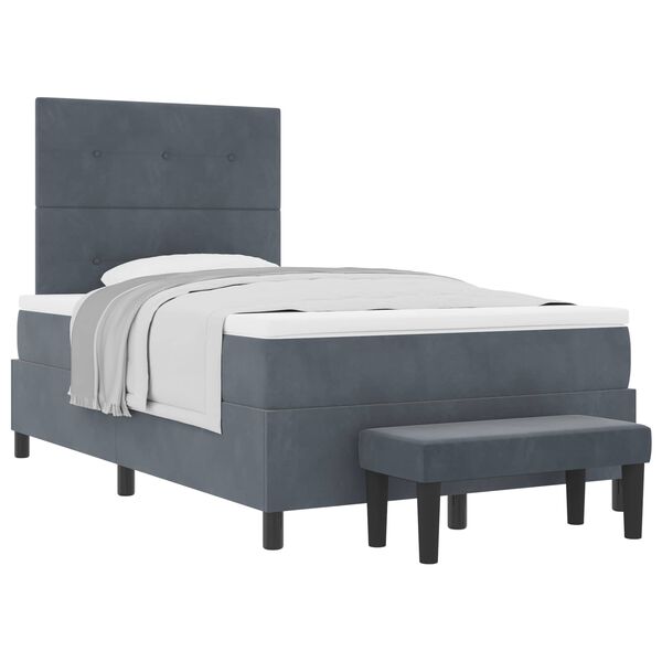 vidaXL Lit &agrave; ressorts avec matelas Gris fonc&eacute; 120 x 190 cm Velours