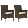 vidaXL Chaises de jardin avec coussins lot de 2 marron r&eacute;sine tress&eacute;e