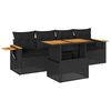 vidaXL Salon de jardin 5 pcs avec coussins noir r&eacute;sine tress&eacute;e acacia