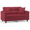 vidaXL Canap&eacute; 2 places avec oreillers bordeaux 120 cm similicuir