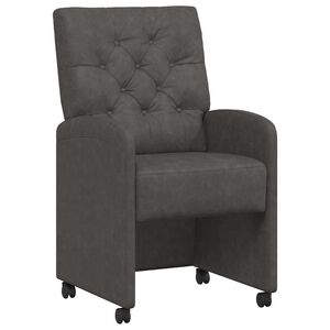 vidaXL Chaises de Salle &agrave; Manger avec Roues 2 pc Faux cuir Noir