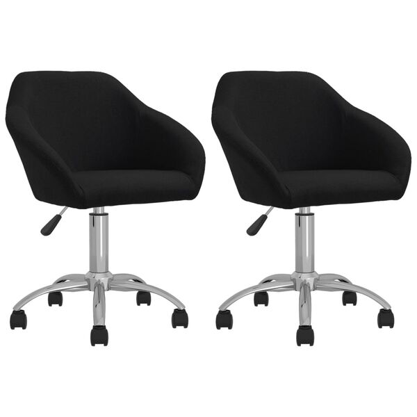 vidaXL Chaises pivotantes &agrave; manger lot de 2 noir tissu
