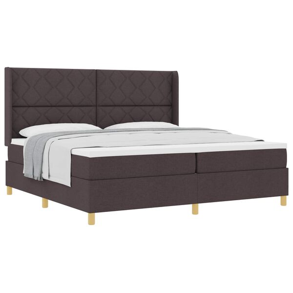 vidaXL Lit &agrave; ressorts avec matelas Marron fonc&eacute; 200 x 200 cm tissu