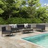 vidaXL Salon de jardin 9 pcs avec coussins R&eacute;sine tress&eacute;e Gris