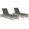 vidaXL Chaises longues avec coussins lot de 2 gris r&eacute;sine tress&eacute;e