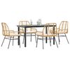 vidaXL Ensemble &agrave; manger jardin coussins 5pcs marron poly rotin verre