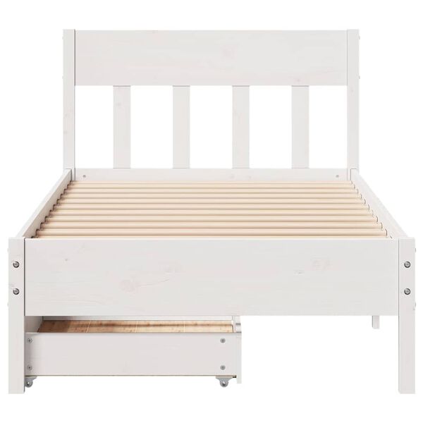 vidaXL Cadre de lit sans matelas blanc 75x190 cm bois de pin massif