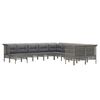 vidaXL Salon de jardin 10 pcs avec coussins Gris R&eacute;sine tress&eacute;e
