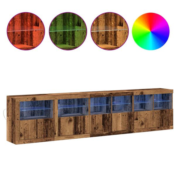 vidaXL Buffet LED Bois ancien 283 x 37 x 67 cm Bois d'ing&eacute;nierie