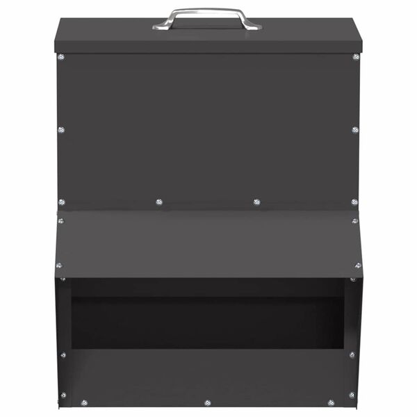 vidaXL Mangeoire pour poules Noir 20 x 25 x 35 cm Acier Lamin&eacute; &agrave; Froid