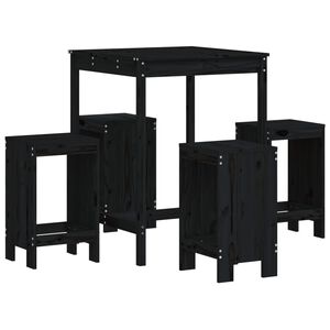 vidaXL Ensemble de bar de jardin 5 pcs noir bois de pin massif