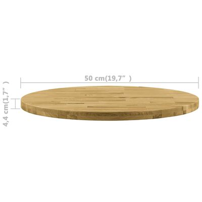vidaXL Dessus de table Bois de chêne massif Rond 44 mm 500 mm
