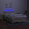 vidaXL Sommier &agrave; lattes de lit matelas et LED cr&egrave;me 120x190 cm tissu