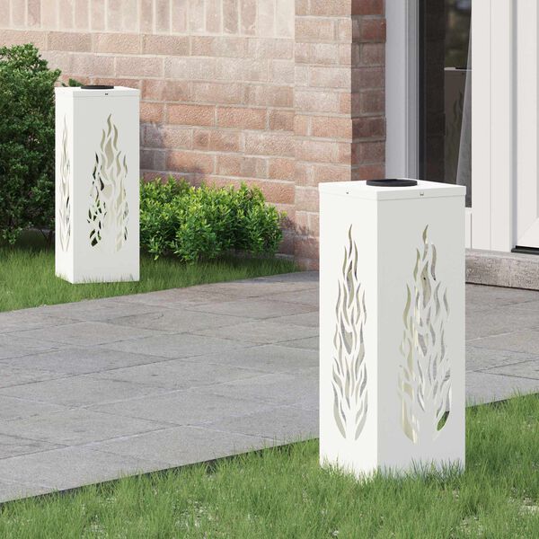 vidaXL Lumi&egrave;re de chemin LED solaire 2 pcs Blanc Acier lamin&eacute; &agrave; froid
