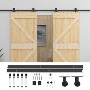 vidaXL Porte coulissante 2 pc 80 x 210 cm Bois de pin massif