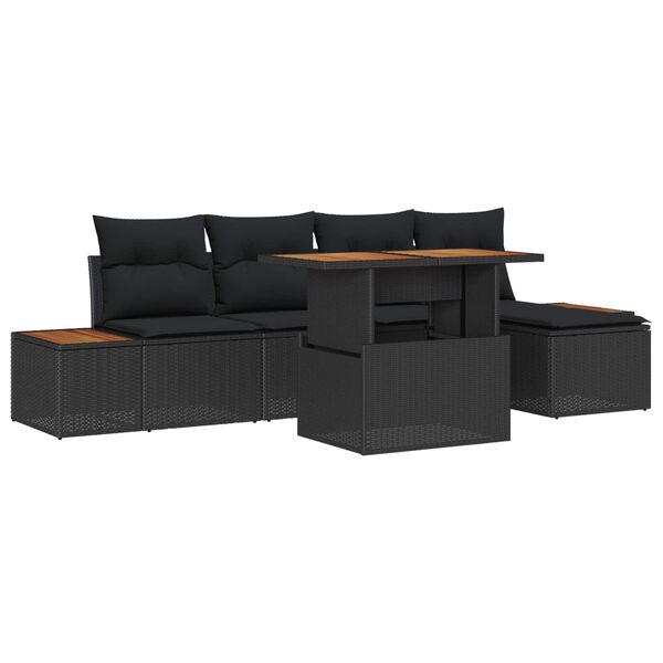 vidaXL Ensemble de canap&eacute; de jardin 6 pcs Noir Poly rotin