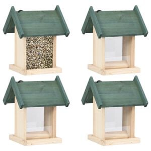 vidaXL Mangeoires &agrave; oiseaux 4 pcs Bois de sapin