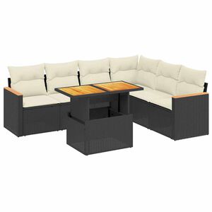 vidaXL Salon de jardin 7 pcs avec coussins noir r&eacute;sine tress&eacute;e