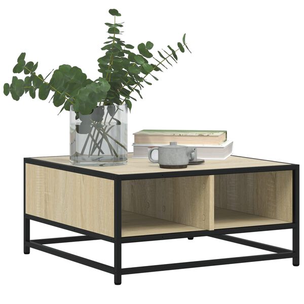 vidaXL Table basse ch&ecirc;ne sonoma 60,5x60,5x30cm bois d'ing&eacute;nierie/m&eacute;tal