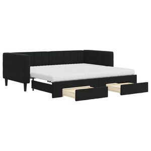 vidaXL Lit de jour avec gigogne et tiroirs noir 90x190 cm velours