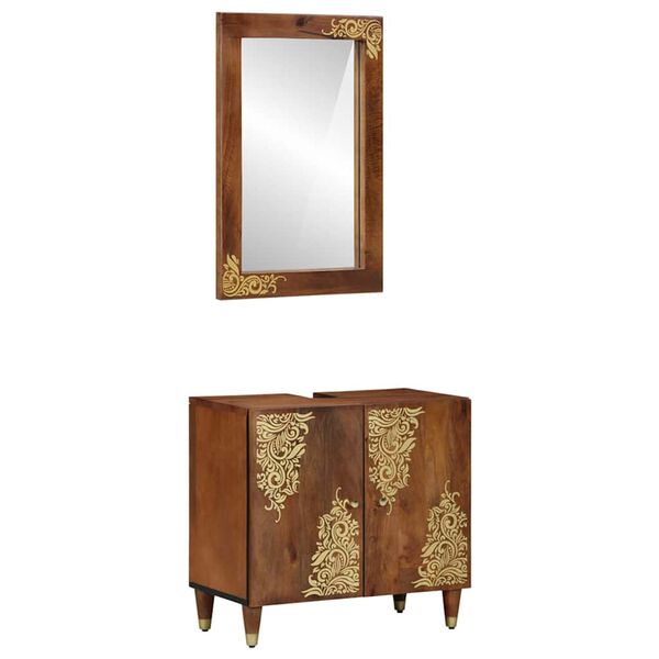 vidaXL Ensemble de Meubles de Salle de Bain 2 pcs Marron miel