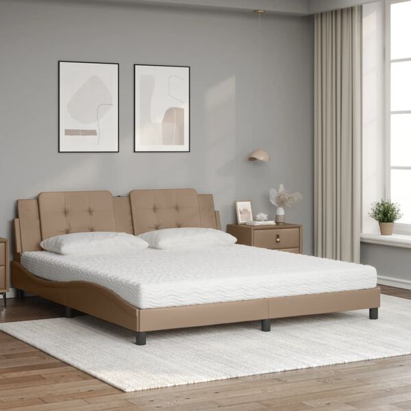 vidaXL Lit avec matelas Zadar cappuccino 180x200 cm similicuir