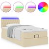 vidaXL Lit ottoman avec matelas et LED cr&egrave;me 90x200 cm tissu