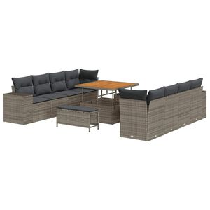 vidaXL Ensemble de canap&eacute; de jardin 11 pc Gris polyrotin