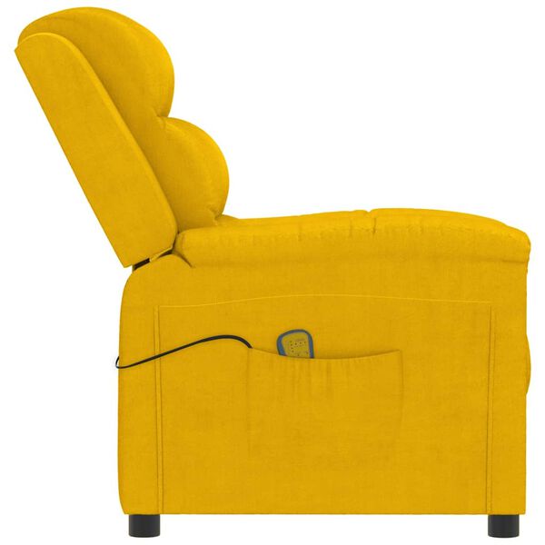 vidaXL Fauteuil de massage Jaune Velours